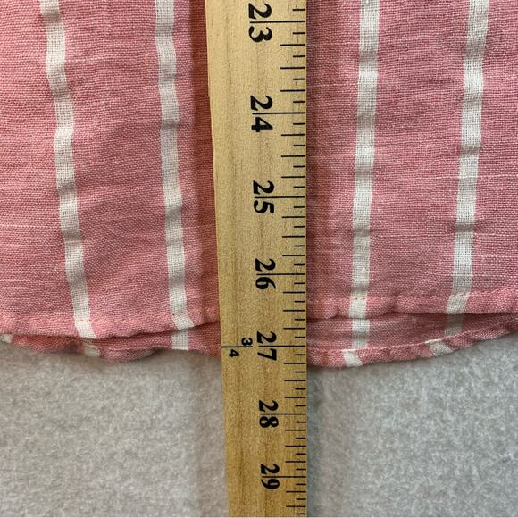 Yidarton Womens Cotton Flax Top Sz M Pink White Stripped Preppy Beachy Coastal - Picture 8 of 12
